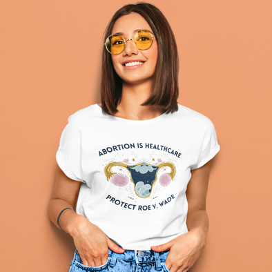 tshirt with celestial uterus that says abortion is healthcare protect roe v wade
