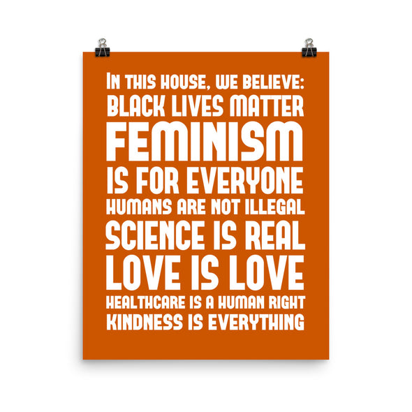 House Rules Feminist Poster - Burnt Orange