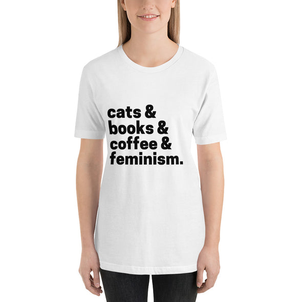 Cats Books Coffee Feminism T-Shirt