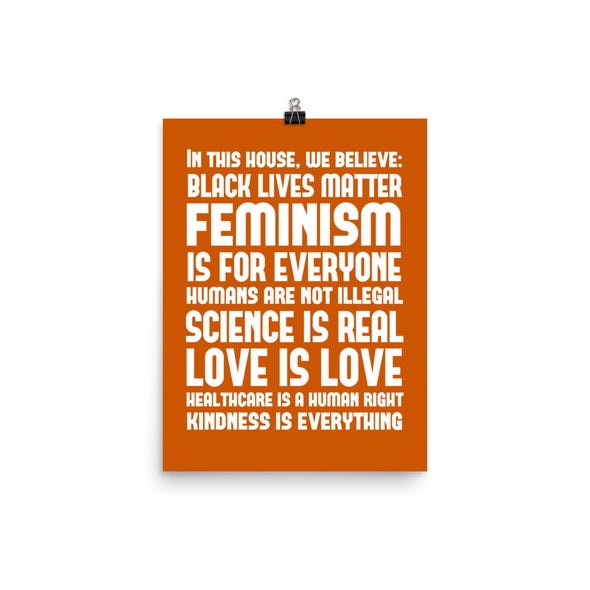 House Rules Feminist Poster - Burnt Orange