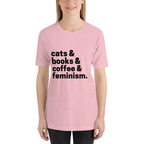 Cats Books Coffee Feminism T-Shirt