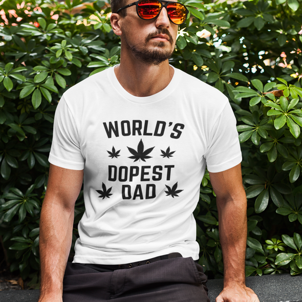 worlds dopest dad tshirt with pot leaves